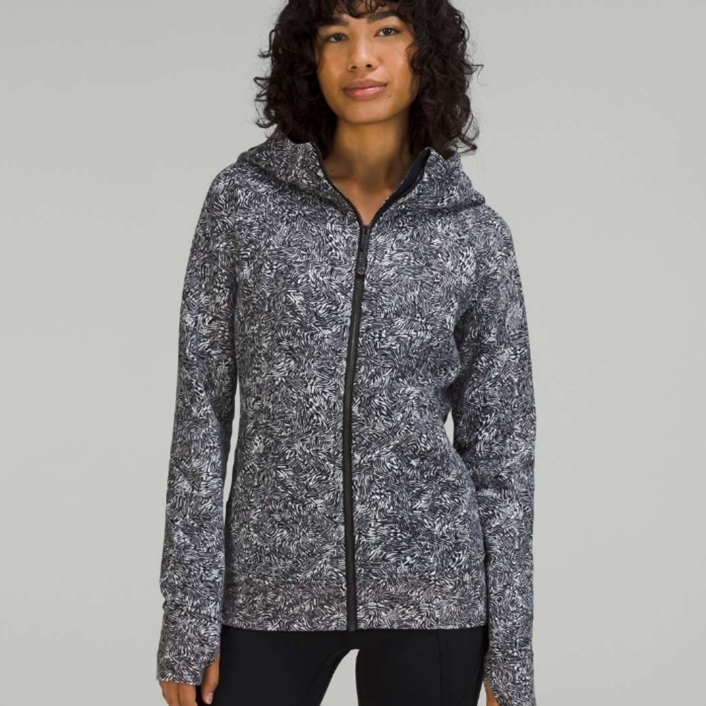 Lululemon Women's Black and White Scuba Full Zip Hooded Jacket NWOT 8